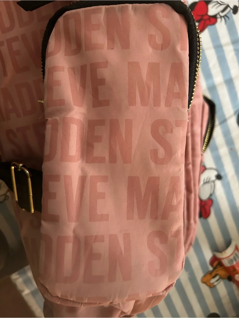 Steve Madden Pink Logo Quilted Backpack